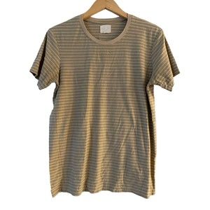 Cotton On Tbar Premium Crew Tee Mens Size‎ L Large Stripe Tan Beige Short Sleeve